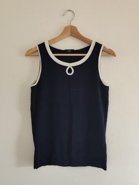 Dark Blue Tank Top With White Outlines